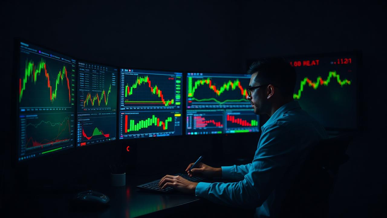 Crypto trader analyzing charts