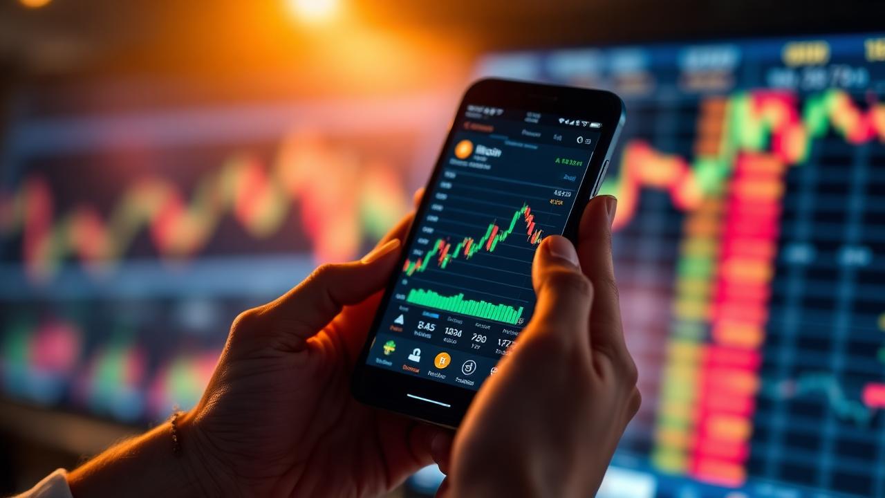 Trader using a crypto app on mobile